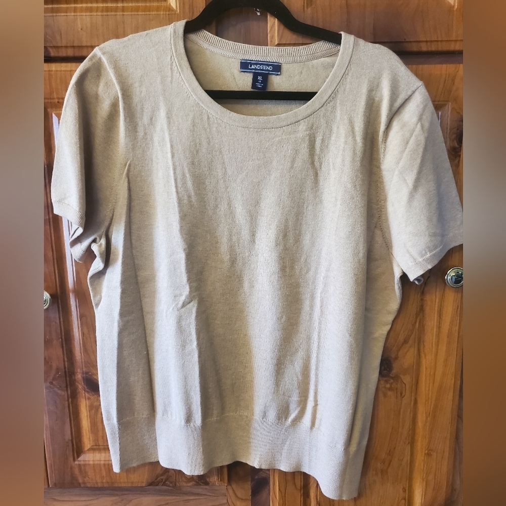 Lands End Cream Office Sweater Top Size Xl
